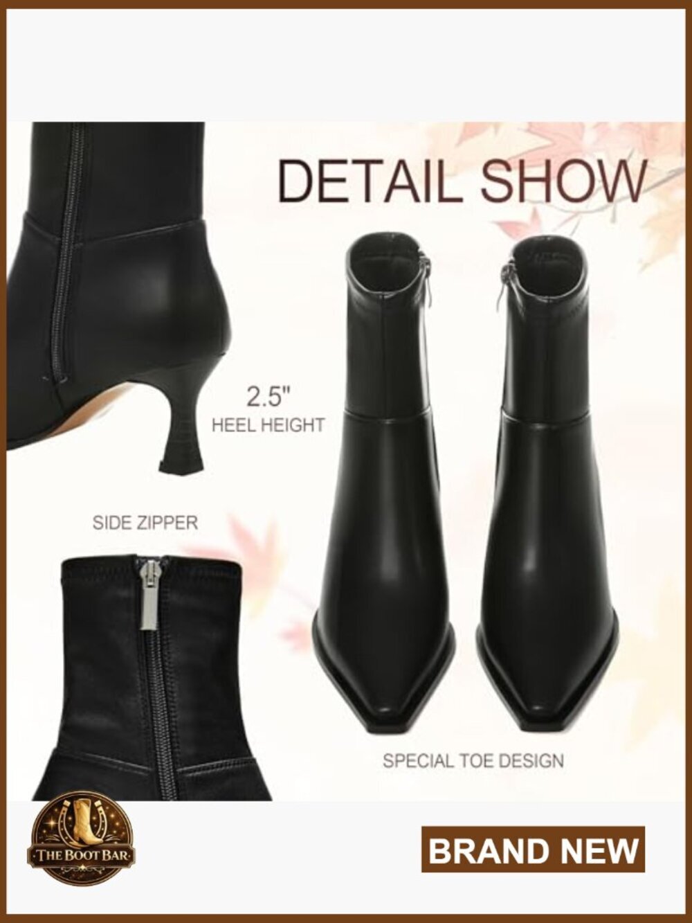 Suede Ankle Boots with Side Zip, Pointed Toe, Kitten Heel - Picture 4 of 7